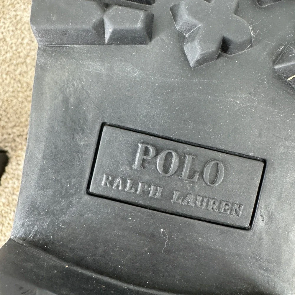 Polo Ralph Lauren Ranger Black Tumbled Leather Moc Toe Lug Sole Boots Mens 10.5D
